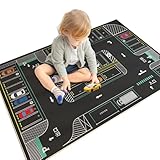 Auto Teppiche für Kinder Spielzeugautos, 32 x 47 Zoll weiche saugfähige Kinder spielen Teppich, Rutschauto-Teppich für Gummi-Rücken, Straßenteppich für Spielzimmer Schlafzimmer