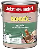 Bondex Teak Öl Teak 3 L für 66 m² | Extrem wasserabweisend | Schützt vor Rissbildung und Austrocknung | Atmungsaktiv | matt | Holzöl | Holzschutz