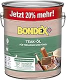 Bondex Teak Öl Teak 3 L für 66 m² | Extrem wasserabweisend | Schützt vor Rissbildung und Austrocknung | Atmungsaktiv | matt | Holzöl | Holzschutz