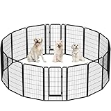 Yaheetech 16-teilig Welpenlaufstall 120cm hoch mit automatischer Verriegelung, Hundelaufstall Faltbar für Wohnung & Garten, Schwarz