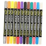 NUOBESTY 12St Pinsel Steinmalstifte Stifte weiß Gel Glitzer-Textmarker goldener Filzstift acyllackfarbe stifte schreibkladde bintstifte wachspen Sammelalbum-Acrylmalstifte Farbstift Plastik