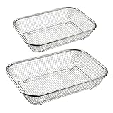 Supremery 2er Set Backofen Edelstahl Grillkorb Grillgitter Grillblech Backkorb für fettarmes Heißluft-Garen, Backen, Grillen im Ofen oder Grill