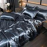 Luxuriöses seidiges Satin-Bettwäsche-Set, einfarbig, Bettbezug, Kissenbezug, Bettlaken für Einzelbett, Doppelbett, Queen-Size-Bett, King-Size-Bett