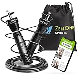 ZenRope Springseil, Speed Rope mit Kugellager, professionelles Sprungseil für Erwachsene, längenverstellbar, inkl. Extra Stahlseil, E-Book, Einstiegsguide & Tasche, 3 m Seillänge (Schwarz)