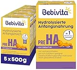 Bebivita PRE HA (5 x 500g), hydrolysierte Anfangsmilch von Geburt an, enthält nur Lactose als Kohlenhydrat, gut zum Zufüttern