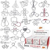 Qanmua 24 Stück Knobelspiele Set, 3D Brainteaser Metall Puzzle IQ Spiele für Kinder und Erwachsene, Geduldspiele Geschenke für Studenten