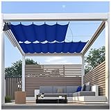 Einziehbare Wellen-Sonnensegel, 2x7m(BxL) Außenbereich Überdachung Pergola Sonnenschutz,Blue Sonnenschutz Dachüberdachung, Garten Terrasse Patio Veranda Pavillon Wellen- Markise