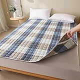 HAIBA Matratzenschoner 200x220cm Bedding Gesteppte Gurt Matratzenauflage Matratzentopper mit Steppmuster, Matratzen Topper Weich Waschbar Matratzenbezug bettlaken