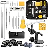 Eventronic Uhrenwerkzeug Set, Uhr Reparatur Uhrmacherwerkzeug Tasche, Watch Tools in Nylontasche, Uhr Werkzeug Set für Die Meisten Uhrens, mit Größem Einstellbarem Gehäuseöffner (88PCS)