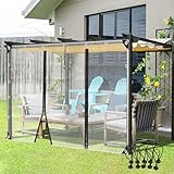 Wasserdichte PVC-Seitenwände mit Reißverschluss für Vordächer im Freien, transparent, 2,8 x 2,5 m, 0,35 mm dick, transparente Vorhänge mit Ösen für Pergola und Pavillon
