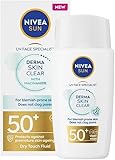 NIVEA SUN Derma Skin Clear Gesichtspflege LSF 50+ (1 x 40 ml), Mattierendes Gesichtsfluid mit ultraleichter Textur, Anti-Hautunreinheiten, Hautpflege mit Sonnenschutz für normale bis fettige Haut