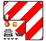 Lotvic Warntafel Italien Spanien & Portugal, 50 x 50 cm Warnschild Rot Weiß, Alu Reflektierend Warnschild mit 4 Spannseile, Zertifizierte für Fahrradträger Heckträger & Auto Wohnmobil