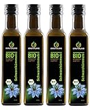 Kräuterland - Bio Schwarzkümmelöl ungefiltert - 1 Liter (4x 250ml) - 100% rein, schonend kaltgepresst, ägyptisch, nigella sativa, vegan - Frischegarantie: täglich mühlenfrisch direkt vom Hersteller