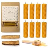 8 bienenwachskerzen 100% Natürliche + 2 Palo Santo als GESCHENK | Magisches Glücksritual 11/22 + QR mit digitalem Inhalt | Handgefertigte Kerzen ohne Paraffin | pyramidenkerzen 10x 2 cm