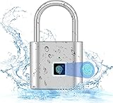 Fingerabdruck Schloss,Smart Schloss Wasserdicht,Fingerabdruck Vorhängeschloss,USB-Aufladung Biometrisch Hohe Sicherheitsverriegelung für Gym Locker,Gepäck,Spind(Silber)