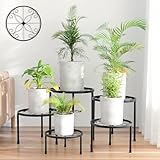 Ziwijity 5er-Set Blumenständer aus Metall, Pflanzenständer für Innen Außen Garten Pflanzen,Blumentopf Ständer für Pflanzentreppe, Anti-Rost Eisen Display Rack für Haus & Garten Dekoration (Schwarz)