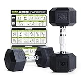 PhysKcal Hexagon Hanteln Poly-Gummierte |10 kg Paar (2 Stück) | Rutschsicher Ummantelt | Ergonomische Verchromte Griffe | Kurzhantel-Set | Dumbbells Set