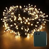 YOSION LED Batterie Lichterkette Kette Batteriebetrieben 8 Modi und Timer Leuchte Dekoratives Beleuchtung Grünes Kabel (Warmweiß, 100LEDs)