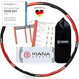 KIANA SPORTS® Hula Hoop Reifen Erwachsene inkl. Tasche und Übungsplan [1,2 kg] - Stabiler Hoola Hoop aus Deutscher Entwicklung - Hullahub Reifen zum Abnehmen - Gymnastikreifen im Wellendesign