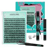 144PCS Lashes Extension Set Volumen Wimpern Extensions Set C curl mit Wimpern Schwarz Bindung und Siegel, Entferner und Applikator, Natürliche Cluster Lashes Premium Wide Stem (Violett, 8-18mm)