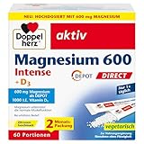 Doppelherz Magnesium 600 Intense + D3 DEPOT DIRECT - Hochdosiert mit 600 mg Magnesium plus 25 μg Vitamin D pro Portionsbeutel - 60 Portionen mit Zitronen-Geschmack