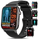 2025 Neu Smartwatch mit 𝐁𝐥𝐮𝐭𝐳𝐮𝐜𝐤𝐞𝐫/𝐄𝐊𝐆/𝐇𝐑𝐕, 1.83’’ Zoll Fitnessuhr Herren Damen mit Blutdruck, Herzfrequenz, SpO2, Schlaf, 140+ Sportmodi IP68 Wasserdicht, Android und iOS, Schwarz
