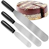 Robin Goods® 3-teiliges Set Streichmesser - Streichpalette aus rostfreiem Edelstahl mit Kunststoff-Griff - Spatula in 3 Größen - Backzubehör Spatel (3tlg. - mit Kunststoffgriff)