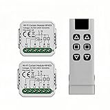 WLAN-Rollladenmodule, AC 100-240V Rolladenschalter Smart mit Sprachsteuerung für Rolladen Markisen Elektrische Rolladen Gurtwickler Set mit 1 Drahtloser Fernbedienungsschalter und 2 Vorhangsteuermodu