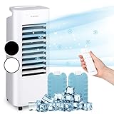 Klarstein Luftkühler mit Wasserkühlung, Leiser 4-in-1 Verdunstungskühler, Luftbefeuchter, Ventilator & Nachtmodus, Mobile Klimageräte Luftkühler, 60W Air Cooler, 330m³/h Kühlender Luftstrom