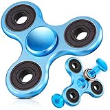 SCIONE Fidget Spinner Metall Sensory Fidget Toy, Cooler Metall Edelstahl-Handspinner Angst Stress Relief Geburtstag Geschenk für Kinder Erwachsene Blau (Lagerkappen können demontiert Werden Montiert)