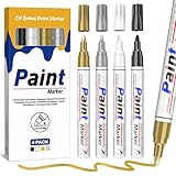 AOSUCO Permanent Marker Wasserfest Stifte, 4 Farben Lackstift Glasmalstifte 2-2,8 mm mittlere Spitze Permanentmarker für Steine Bemalen, Glas, Kunststoff, Metall, Holz, Keramik, Tassen, Reifen