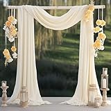 Pomeloone Hochzeit Vorhang Hochzeitsbogen, Chiffon Stoff Querbehang Deko Gardinen Vorhang, Hochzeitsbogen Gardinen Dekoration für Babyparty Party Hochzeit Torbogen Zeremonie, 75 x 600 cm (Beige)