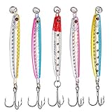 TUXIBIN 5 Stück Metall Fischköder Kunstköder Vertikaler Metallfisch Metallpilker Spinnerbaits Angelgerät Makrele Schneider Köder Spoon Kunstköder Angelköder Forellenköder Spoons 5-5
