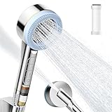 Duschkopf Wassersparender mit Filter, FYTSDIK Hochdruck Handbrause, 4 Strahlarten Sparduschkopf Duschbrause mit Massagebürste/Filtrationsstufen, für Entfernen vom harten Wasser und Chlorrückstände