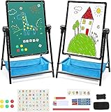 Kinder Staffelei Malerei Doppelseitige Tafel für Kinder mit Kreidetafel & Whiteboard Höhenverstellbar Standtafel Réglable 360 mit Zubehör für ab 3 Jahre Jungen Mädchen