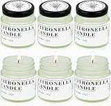 6 Stück Citronella Kerze Outdoor, 200Std Citronella Kerzen Natürliche Sojawachs Zitronella Kerzen für Outdoor Indoor Garten Picknick Terrasse