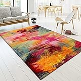 Paco Home Teppich Wohnzimmer Schlafzimmer Jugendzimmer Kurzflor Modern Vintage Bunt Abstrakte Muster, Grösse:80x150 cm, Farbe:Bunt 5