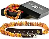 Bernsteinkette für Hunde und Katzen mit Lederschließe aus Roh Baltischer Bernstein / Elegance Zeckenhalsband / Flohband / Bernstein Gegen Zecken / Zecken und Flohschutz Halsband / Zeckenschutz Hund / Ungezieferhalsband