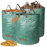 3 Stück 300L Gartenabfallsack Stabil,Gartensack Selbststehend,Laubsäcke Groß,Gartensäcke Faltbar,Gartenabfallsäcke Wiederverwendbare