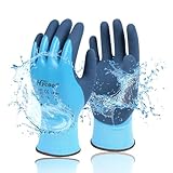 DS Safety Arbeitshandschuhe Herren und Damen - Wasserdichte Gartenhandschuhe mit Schaumlatex und Gummibeschichtung Handschuhe (1 Paar-Blau) Größe 7/S