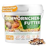 Eichhörnchen Futter, 1Kg artgerechtes Eichhörnchenfutter, Ganzjahresfutter für Eichhörnchen und Streifenhörnchen, Ausgewogenes Naturprodukt