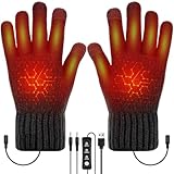 Peelanmall Beheizbare Handschuhe, USB Handschuhe für Damen Herren, Winterhandschuhe Touchscreen Handschuhe, Skihandschuhe Fahrradhandschuhe mit 3-stufige Temperaturregelung 45-40-37 °C