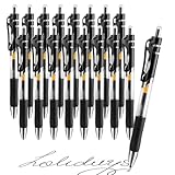 OFFCUP 0.5mm Schwarze Gelstifte, 16pcs Kugelschreiber Einziehbare Rollerball-Stifte Schnelltrocknend ergonomische Gelschreiber Großraumine Gehäuse rutschfeste Griffzone