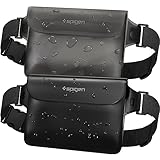 Spigen Aqua Shield wasserdichte Tasche [2 Stück] Beutel Bauchtasche Handytasche Gürteltasche Handyhülle Unterwasser Strand für Wassersport -Schwarz