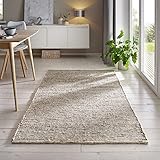 Taracarpet Gewalkter Handwebteppich Helsinki aus hochwertiger Schurwolle hergestellt in der EU fürs Wohnzimmer, Esszimmer, Schlafzimmer und die Küche geeignet 070x130 cm Sand