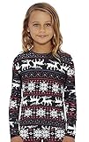 Rocky Mädchen Thermo Base Layer Top (Long John Underwear Shirt) Isoliert für Outdoor Ski Wärme / Extrem Kalte Pyjamas, Weihnachtsdesign, L