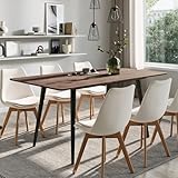 Esstisch ausziehbar, moderner Küchentisch, mit Klappverlängerung für schnelles Ausziehen von 120 cm auf 160 cm, Esszimmertisch mit Metallbeinen für 4-6 Personen, 120-160x80 cm (LxB), Eiche Dunkelbraun