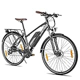 HILAND 28 Zoll Citybike Elektrofahrrad, 7-Gang Shimano Kettenschaltung E-Bike, Urbanbike, 250W Motor, 36V 10.4Ah Lithium-Ionen-Akku, 25 km/h, Damen und Herren Schwarz