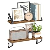 VASAGLE Wandregal, Schweberegal, 2er Set, Regalbrett, 2 Montagemöglichkeiten, 40 cm, für Wohnzimmer, Küche, Arbeitszimmer, Badezimmer, vintagebraun-Mattschwarz LWS042K01