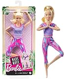 Barbie-Puppe, Barbie-Serie Made to Move, bewegliche Barbie, mit blonden Haaren und violettem Yoga-Outfit, inkl. -Puppe, Geschenk für Kinder, Spielzeug ab 3 Jahre,GXF04